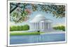 Washington, DC, View of the Thomas Jefferson Memorial, Cherry Trees-Lantern Press-Mounted Art Print