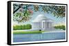 Washington, DC, View of the Thomas Jefferson Memorial, Cherry Trees-Lantern Press-Framed Stretched Canvas