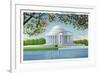 Washington, DC, View of the Thomas Jefferson Memorial, Cherry Trees-Lantern Press-Framed Premium Giclee Print