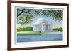 Washington, DC, View of the Thomas Jefferson Memorial, Cherry Trees-Lantern Press-Framed Premium Giclee Print