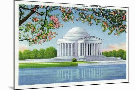 Washington, DC, View of the Thomas Jefferson Memorial, Cherry Trees-Lantern Press-Mounted Premium Giclee Print