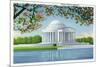 Washington, DC, View of the Thomas Jefferson Memorial, Cherry Trees-Lantern Press-Mounted Art Print