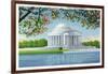 Washington, DC, View of the Thomas Jefferson Memorial, Cherry Trees-Lantern Press-Framed Art Print