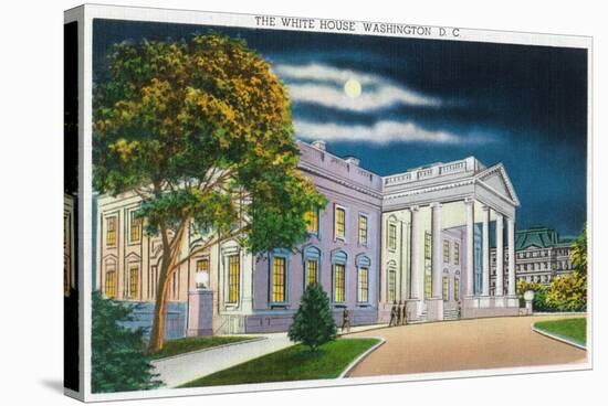 Washington DC, View of the White House Side at Night-Lantern Press-Stretched Canvas