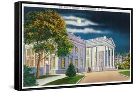 Washington DC, View of the White House Side at Night-Lantern Press-Framed Stretched Canvas