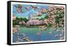 Washington DC, Vista of the Capitol through the Cherry Blossoms-Lantern Press-Framed Stretched Canvas