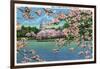 Washington DC, Vista of the Capitol through the Cherry Blossoms-Lantern Press-Framed Art Print