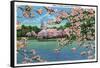 Washington DC, Vista of the Capitol through the Cherry Blossoms-Lantern Press-Framed Stretched Canvas