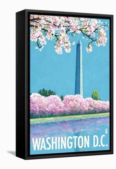 Washington DC, Washington Monument-Lantern Press-Framed Stretched Canvas