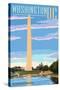 Washington, DC - Washington Monument-Lantern Press-Stretched Canvas
