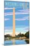 Washington, DC - Washington Monument-Lantern Press-Mounted Art Print