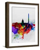 Washington DC Watercolor Skyline 1-NaxArt-Framed Art Print