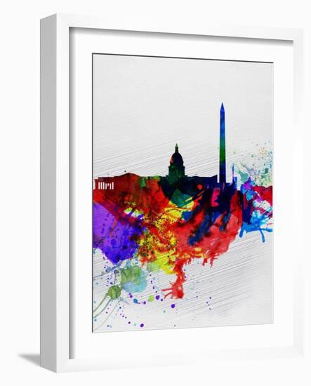 Washington DC Watercolor Skyline 1-NaxArt-Framed Art Print