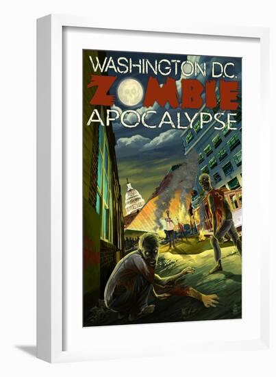 Washington, DC - Zombie Apocalypse-Lantern Press-Framed Art Print