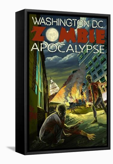 Washington, DC - Zombie Apocalypse-Lantern Press-Framed Stretched Canvas