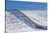 Washington, Fence Rolling over Hillside in Snow-Terry Eggers-Stretched Canvas