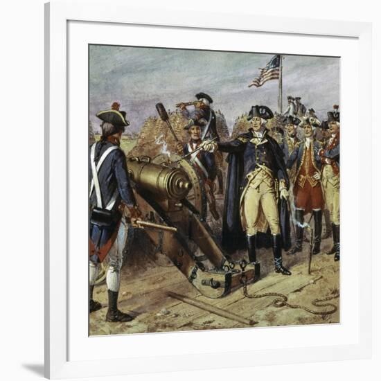 Washington Firing First Shot at Yorktown-H.a. Ogden-Framed Giclee Print