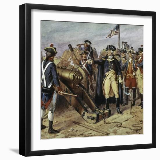 Washington Firing First Shot at Yorktown-H.a. Ogden-Framed Giclee Print