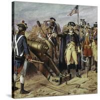 Washington Firing First Shot at Yorktown-H.a. Ogden-Stretched Canvas