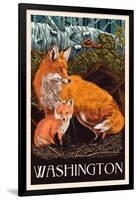 Washington - Fox and Kit - Letterpress-Lantern Press-Framed Art Print