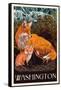 Washington - Fox and Kit - Letterpress-Lantern Press-Framed Stretched Canvas