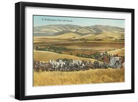 Washington Harvest Scene, Horse-Drawn Thresher-null-Framed Art Print