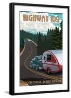 Washington - Highway 109 - Hidden Scenic Coast Byway - Retro Camper-Lantern Press-Framed Art Print