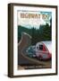 Washington - Highway 109 - Hidden Scenic Coast Byway - Retro Camper-Lantern Press-Framed Art Print