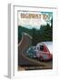 Washington - Highway 109 - Hidden Scenic Coast Byway - Retro Camper-Lantern Press-Framed Art Print