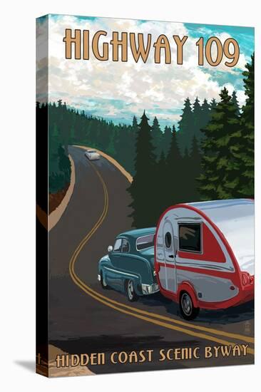 Washington - Highway 109 - Hidden Scenic Coast Byway - Retro Camper-Lantern Press-Stretched Canvas