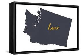 Washington - Home State- Gray on White-Lantern Press-Framed Stretched Canvas