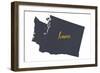 Washington - Home State- Gray on White-Lantern Press-Framed Art Print