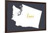 Washington - Home State- White on Gray-Lantern Press-Framed Art Print