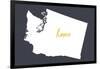 Washington - Home State- White on Gray-Lantern Press-Framed Art Print