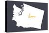 Washington - Home State- White on Gray-Lantern Press-Stretched Canvas