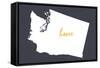 Washington - Home State- White on Gray-Lantern Press-Framed Stretched Canvas