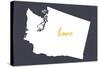 Washington - Home State- White on Gray-Lantern Press-Stretched Canvas