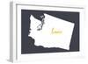 Washington - Home State- White on Gray-Lantern Press-Framed Art Print