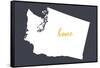 Washington - Home State- White on Gray-Lantern Press-Framed Stretched Canvas