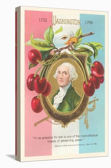 Washington in Cherry-Wreathed Plaque-null-Stretched Canvas