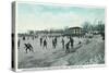 Washington Lake Park Ice Skating Scene - Denver, CO-Lantern Press-Stretched Canvas