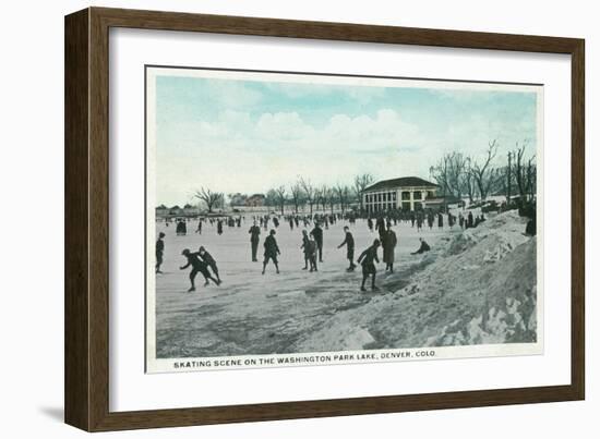 Washington Lake Park Ice Skating Scene - Denver, CO-Lantern Press-Framed Art Print