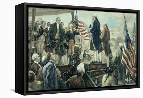 Washington Landing at Foot of Wall Street, NY-Frederick Coffay Yohn-Framed Stretched Canvas