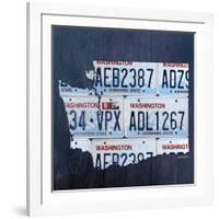 Washington License Plate Map-Design Turnpike-Framed Giclee Print