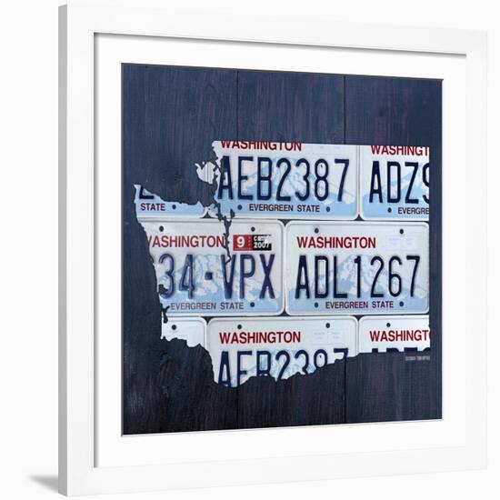 Washington License Plate Map-Design Turnpike-Framed Giclee Print