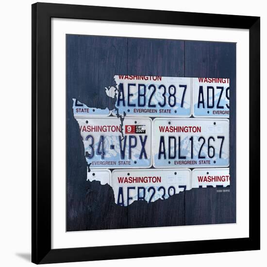 Washington License Plate Map-Design Turnpike-Framed Giclee Print