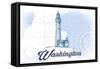 Washington - Lighthouse - Blue - Coastal Icon-Lantern Press-Framed Stretched Canvas