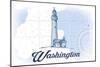 Washington - Lighthouse - Blue - Coastal Icon-Lantern Press-Mounted Art Print