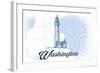 Washington - Lighthouse - Blue - Coastal Icon-Lantern Press-Framed Art Print