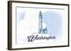 Washington - Lighthouse - Blue - Coastal Icon-Lantern Press-Framed Art Print